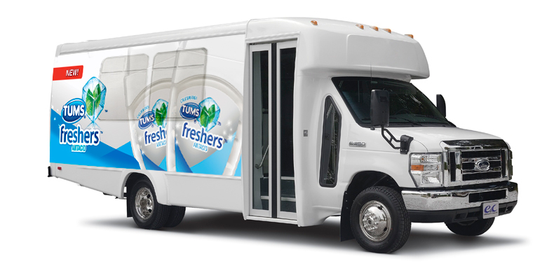 Tums Product giveaway bus mockup