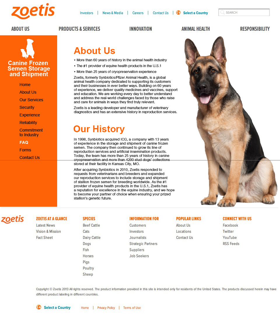 zoetis big pharma website design about page